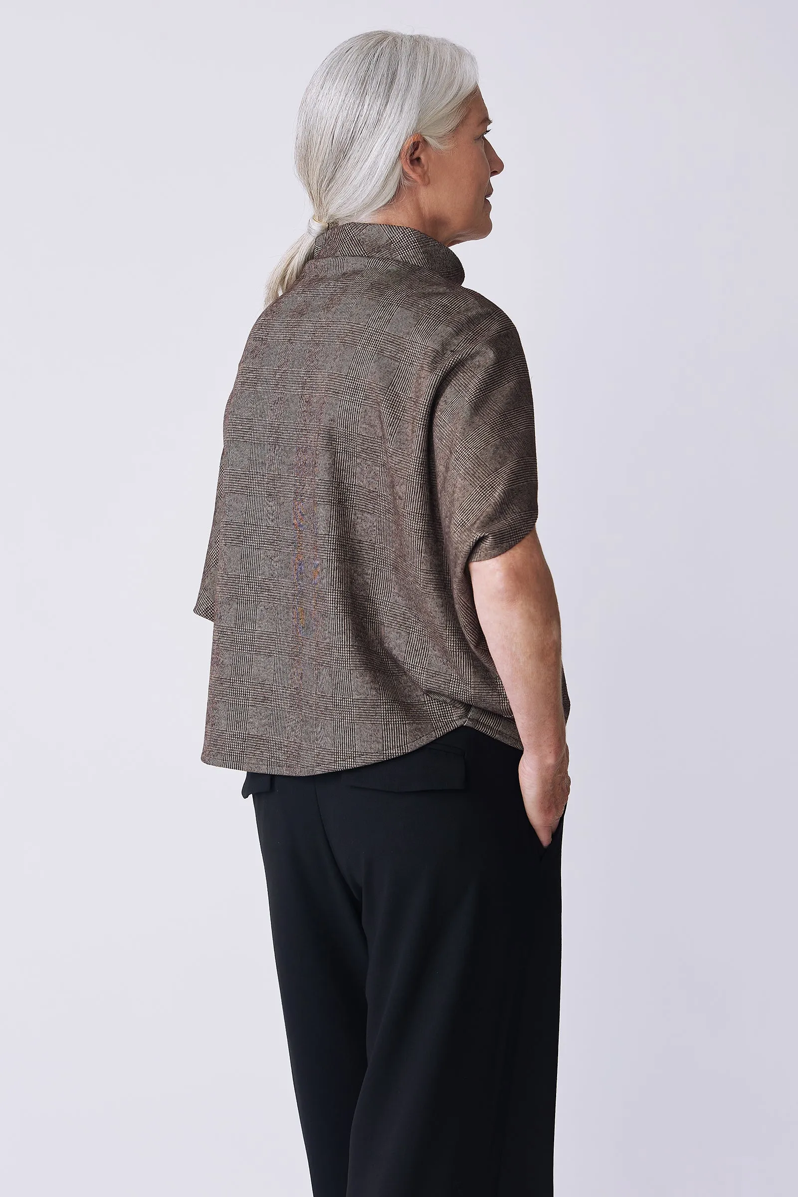 Elsa Cape Top - Brown Plaid