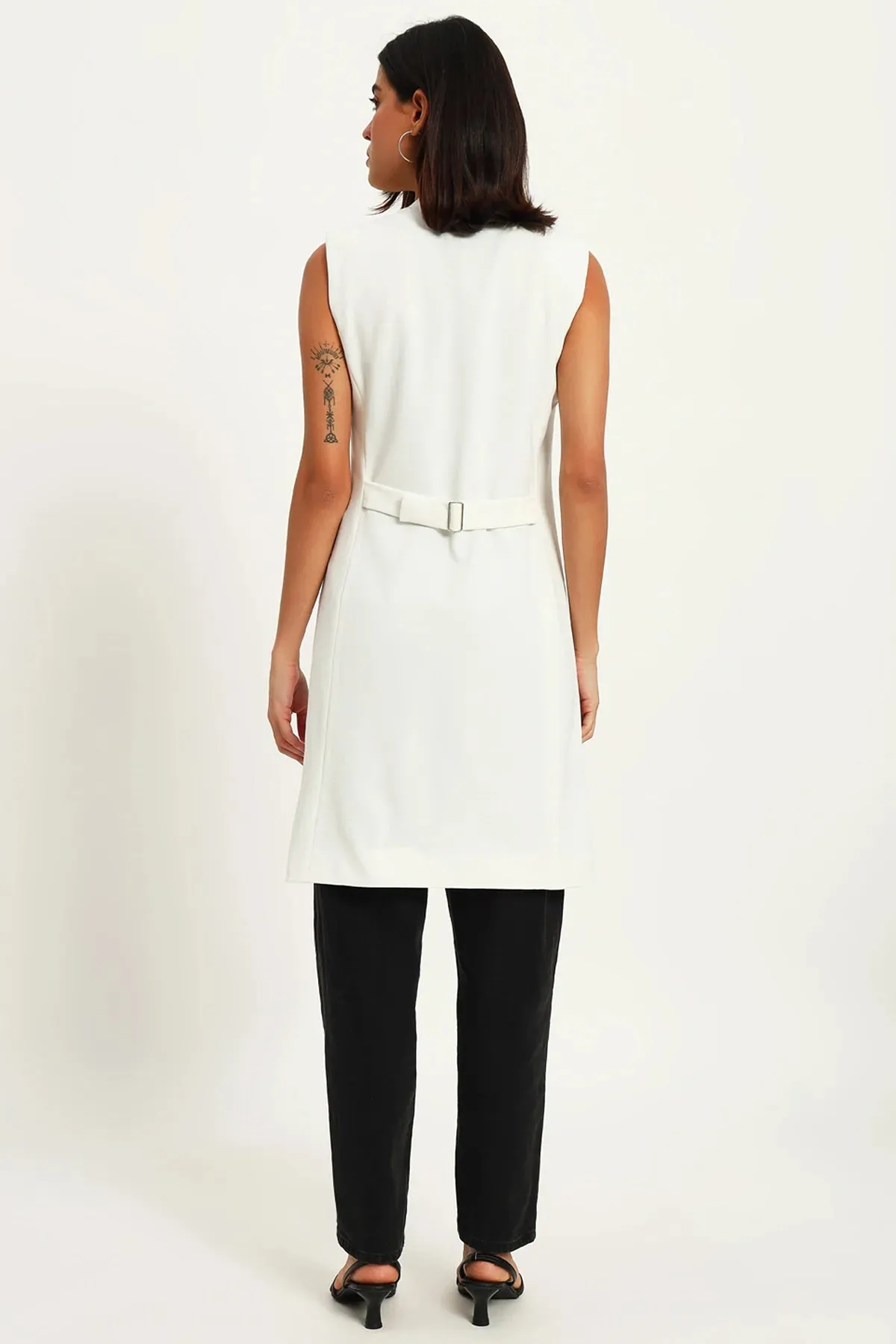 Empowered Long Vest Jacket, Ivory