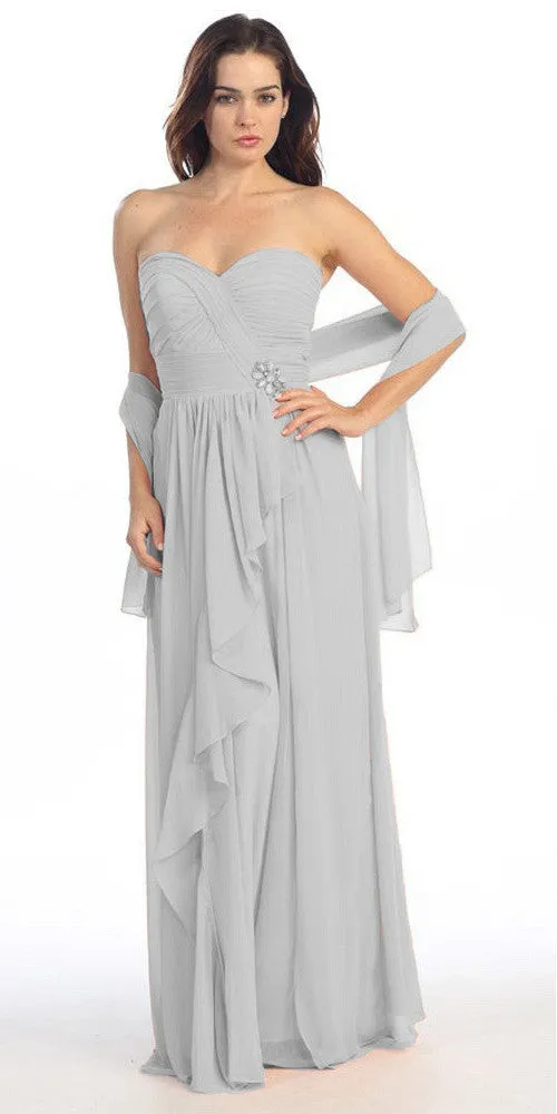 Eureka 2505 Ruched Bodice Layered Skirt Long Gown