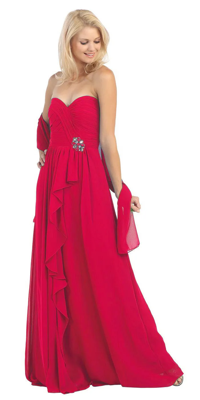 Eureka 2505 Ruched Bodice Layered Skirt Long Gown