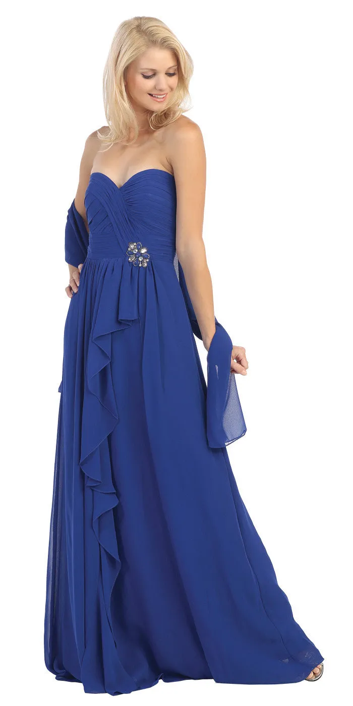 Eureka 2505 Ruched Bodice Layered Skirt Long Gown