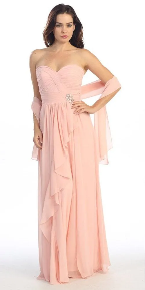 Eureka 2505 Ruched Bodice Layered Skirt Long Gown