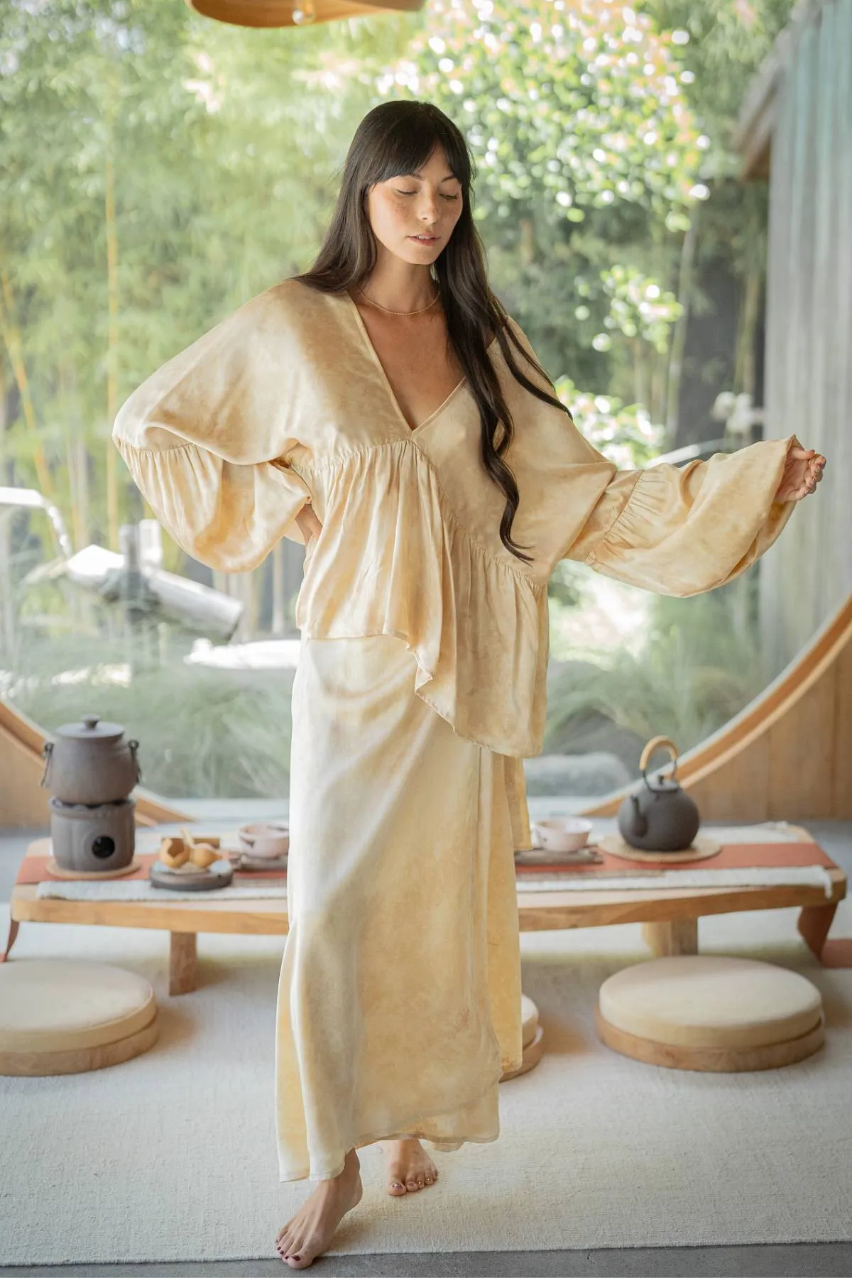 Eva Top & Shanti Skirt Set (100% Naturally Dyed Silk) - Made to Order