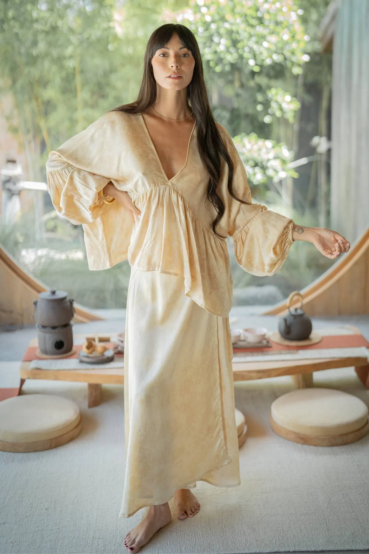 Eva Top & Shanti Skirt Set (100% Naturally Dyed Silk) - Made to Order
