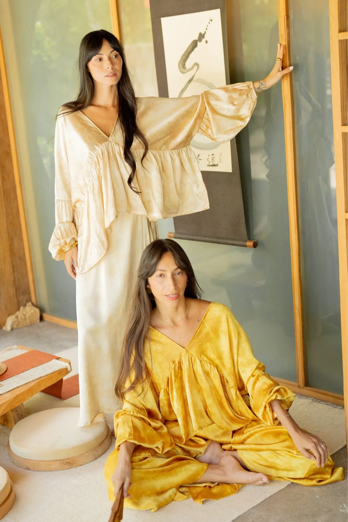 Eva Top & Shanti Skirt Set (100% Naturally Dyed Silk) - Made to Order