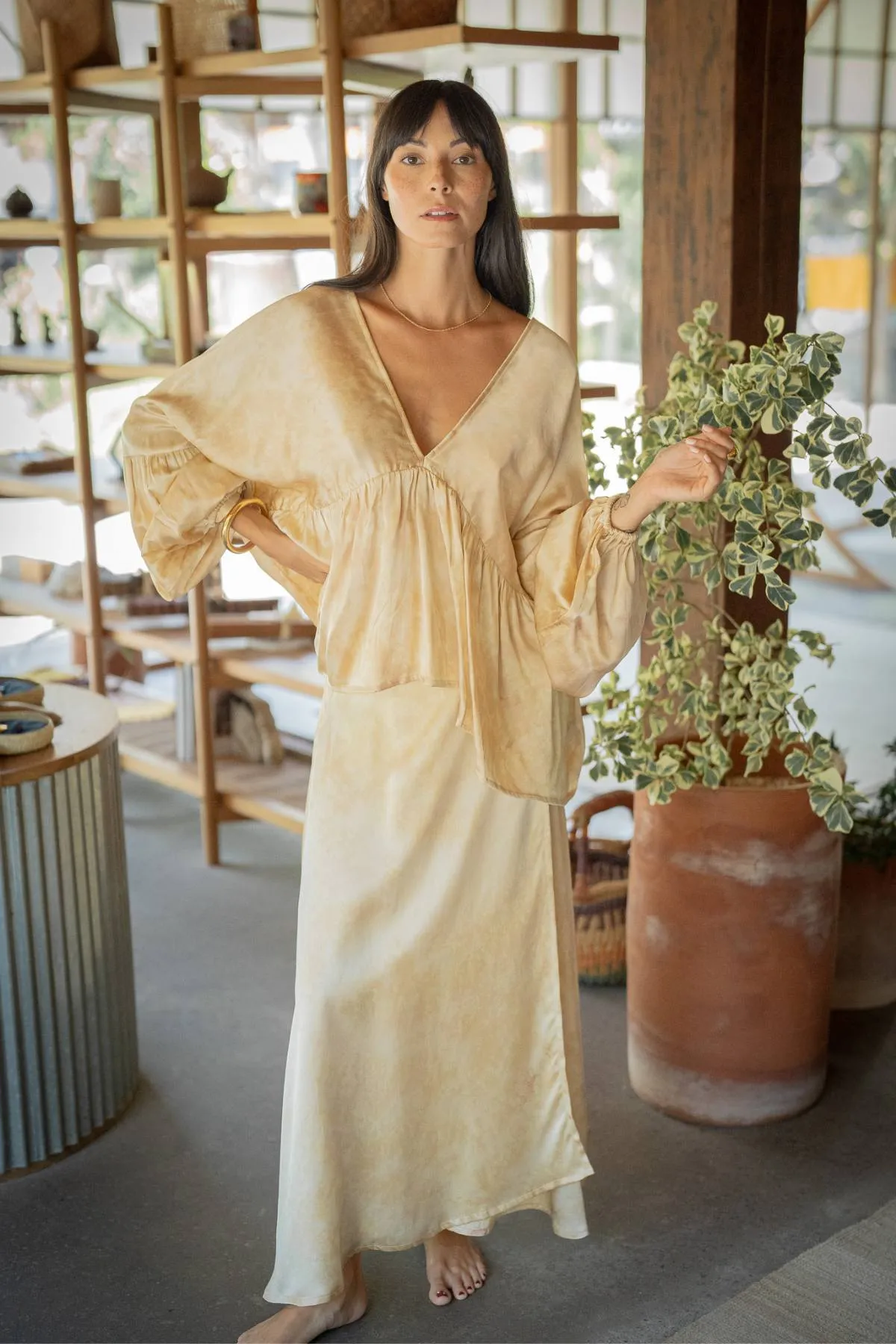 Eva Top & Shanti Skirt Set (100% Naturally Dyed Silk) - Made to Order