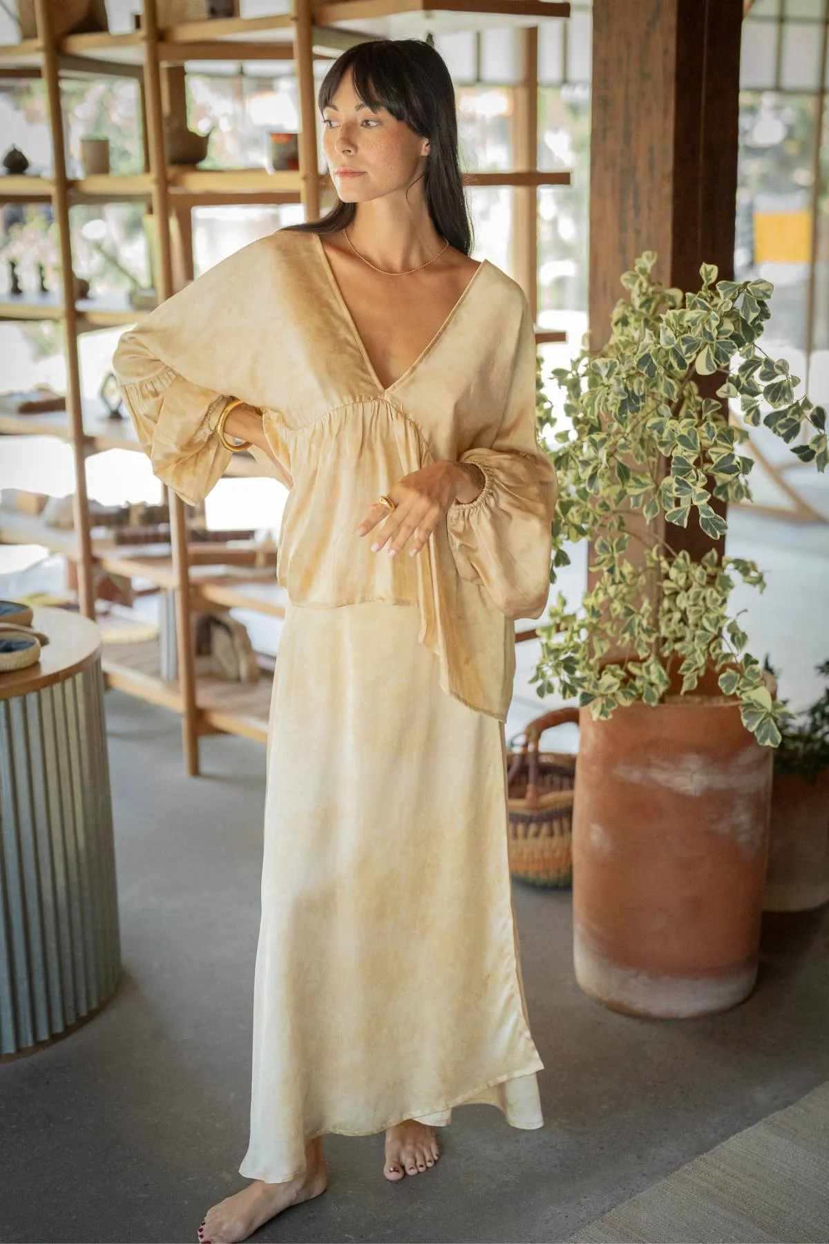 Eva Top & Shanti Skirt Set (100% Naturally Dyed Silk) - Made to Order