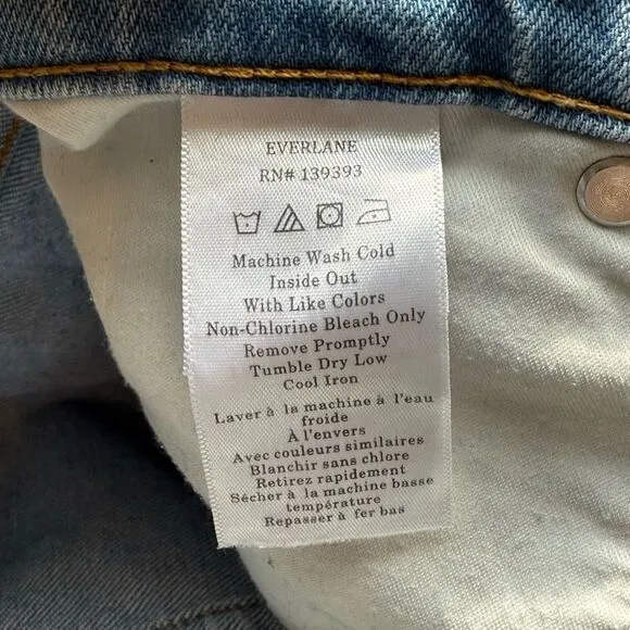 Everlane &quot;The Original Cheeky&quot; Jean Straight Leg Light Sky Wash Women's 29 Short