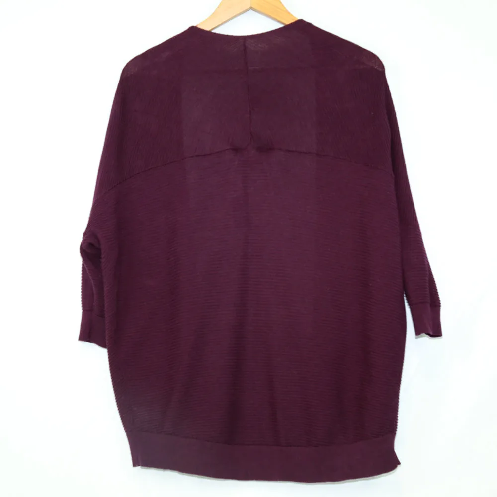 Express Plum Ribbed Open Cardigan (Express)