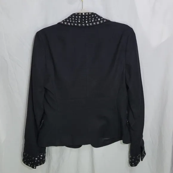 Express Women's Wool Blend Black Studded Detail Blazer Size 10 career office