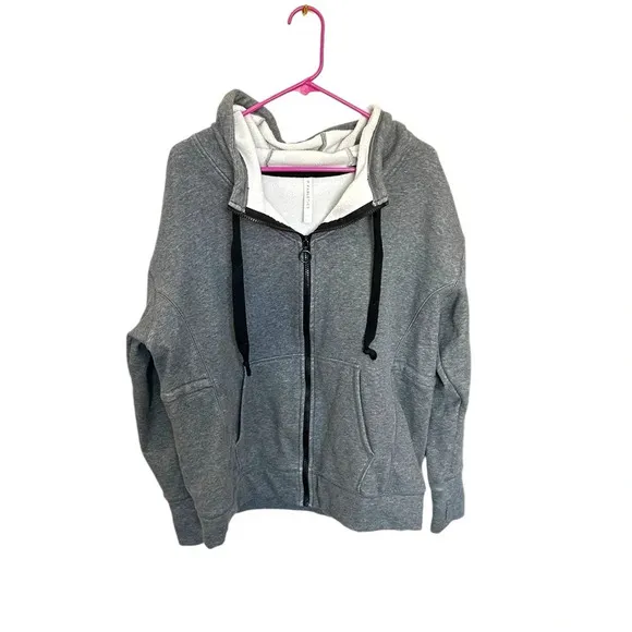 Fabletics Leah Oversized Fleece Zip Up Hoodie in Grey Size M