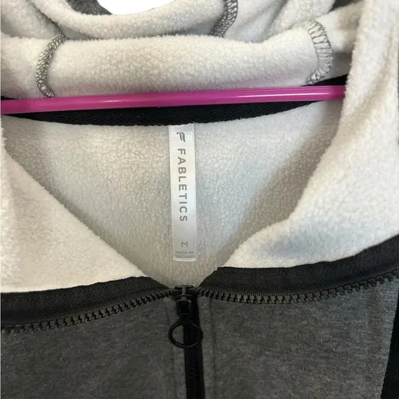 Fabletics Leah Oversized Fleece Zip Up Hoodie in Grey Size M