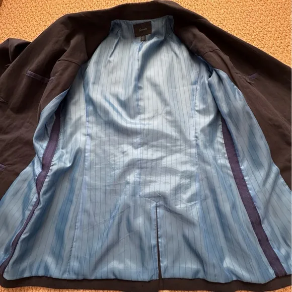 Faconnable Navy Blue Cotton Linen Blazer Jacket Vintage Size 10