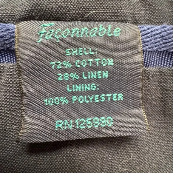 Faconnable Navy Blue Cotton Linen Blazer Jacket Vintage Size 10