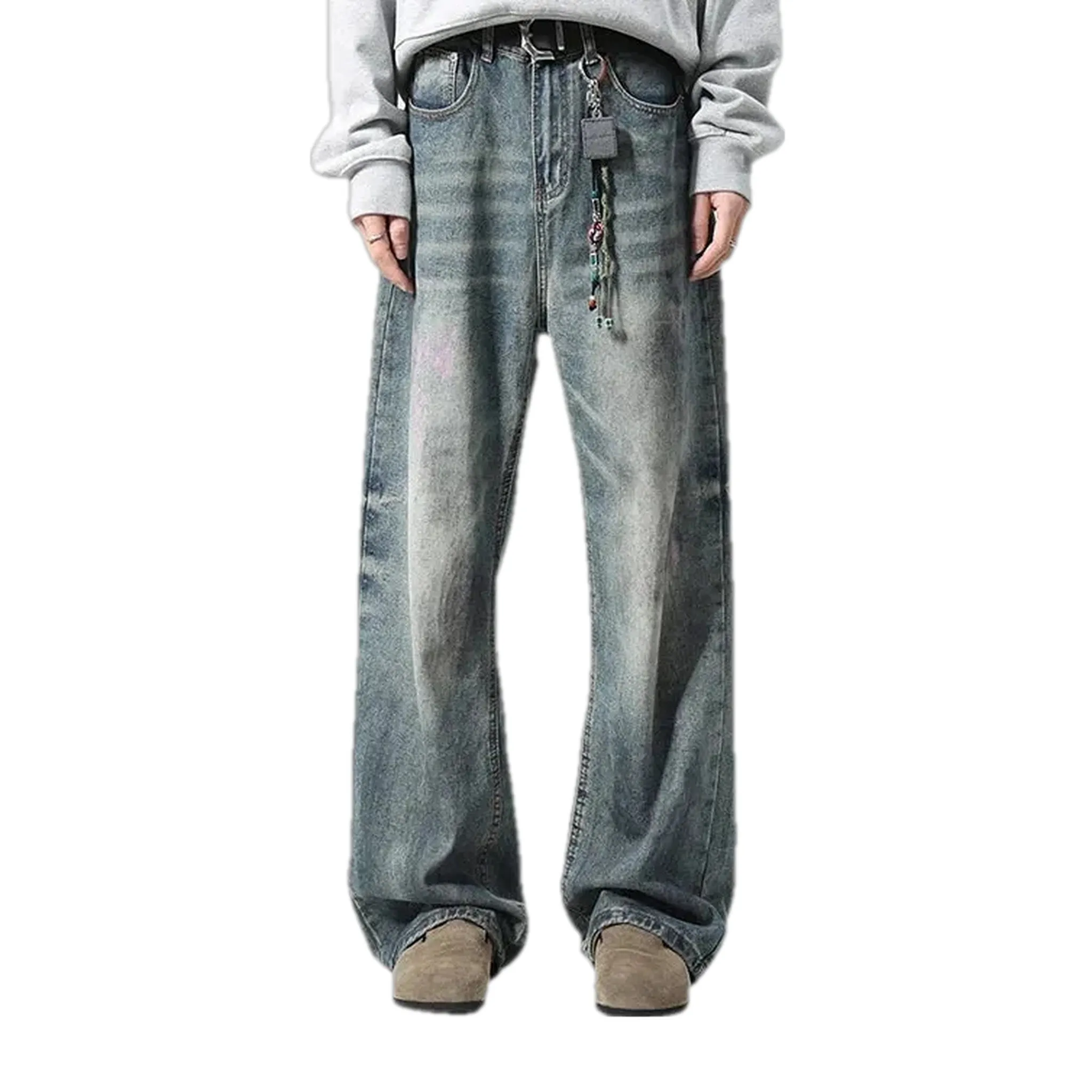 Faded boho baggy-leg men's jeans