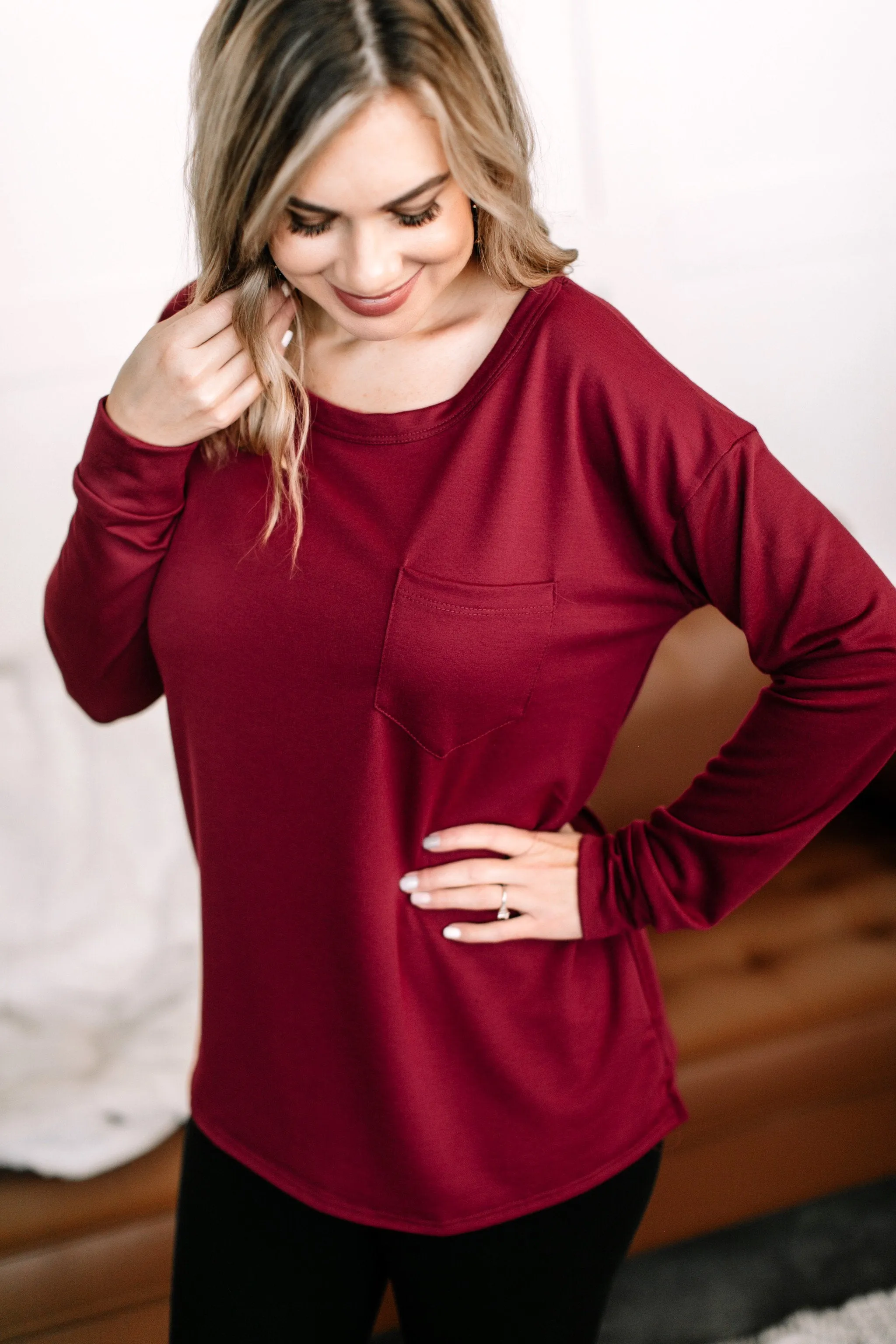 Fall Back To Me Top In Burgundy