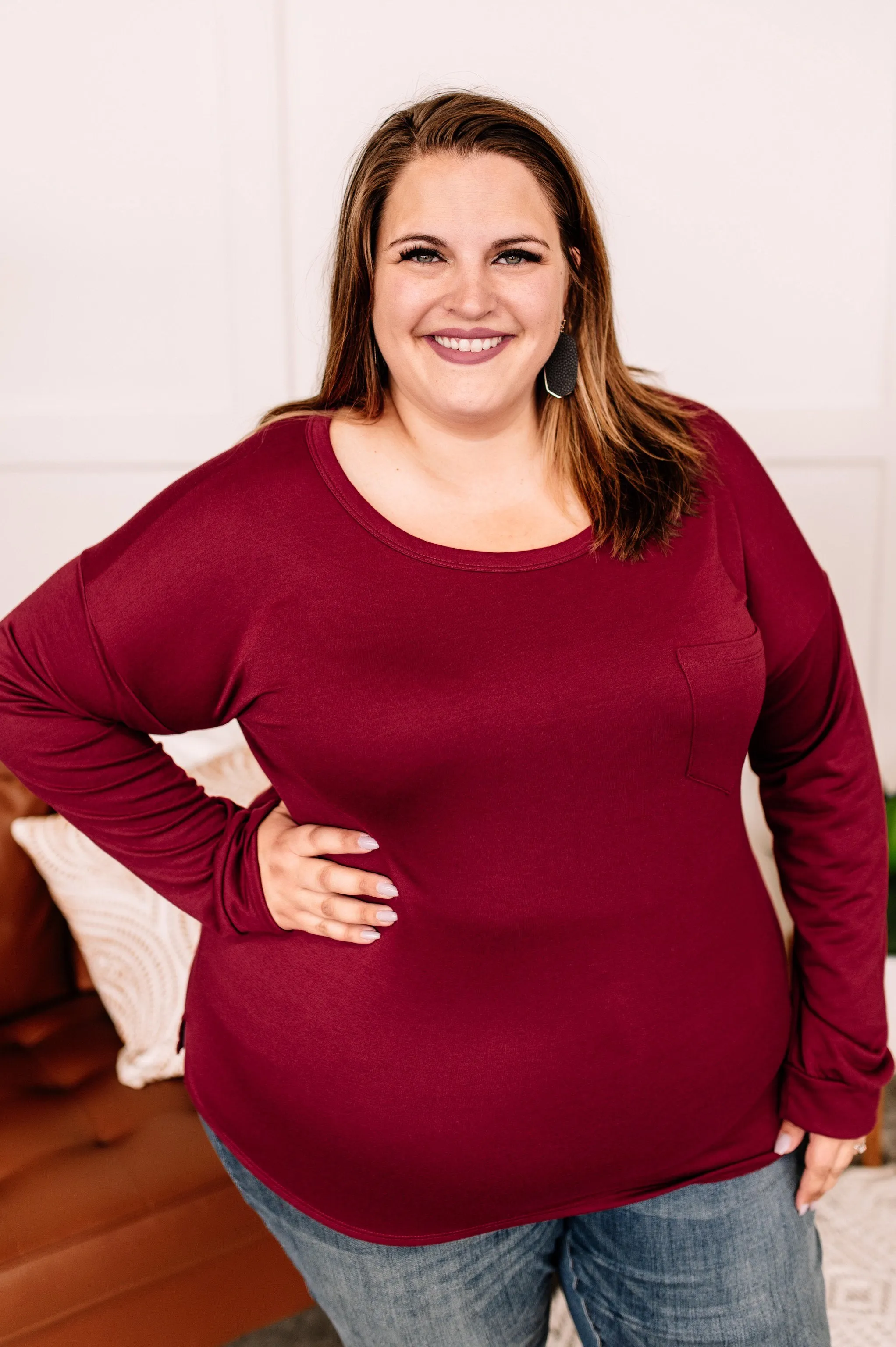 Fall Back To Me Top In Burgundy