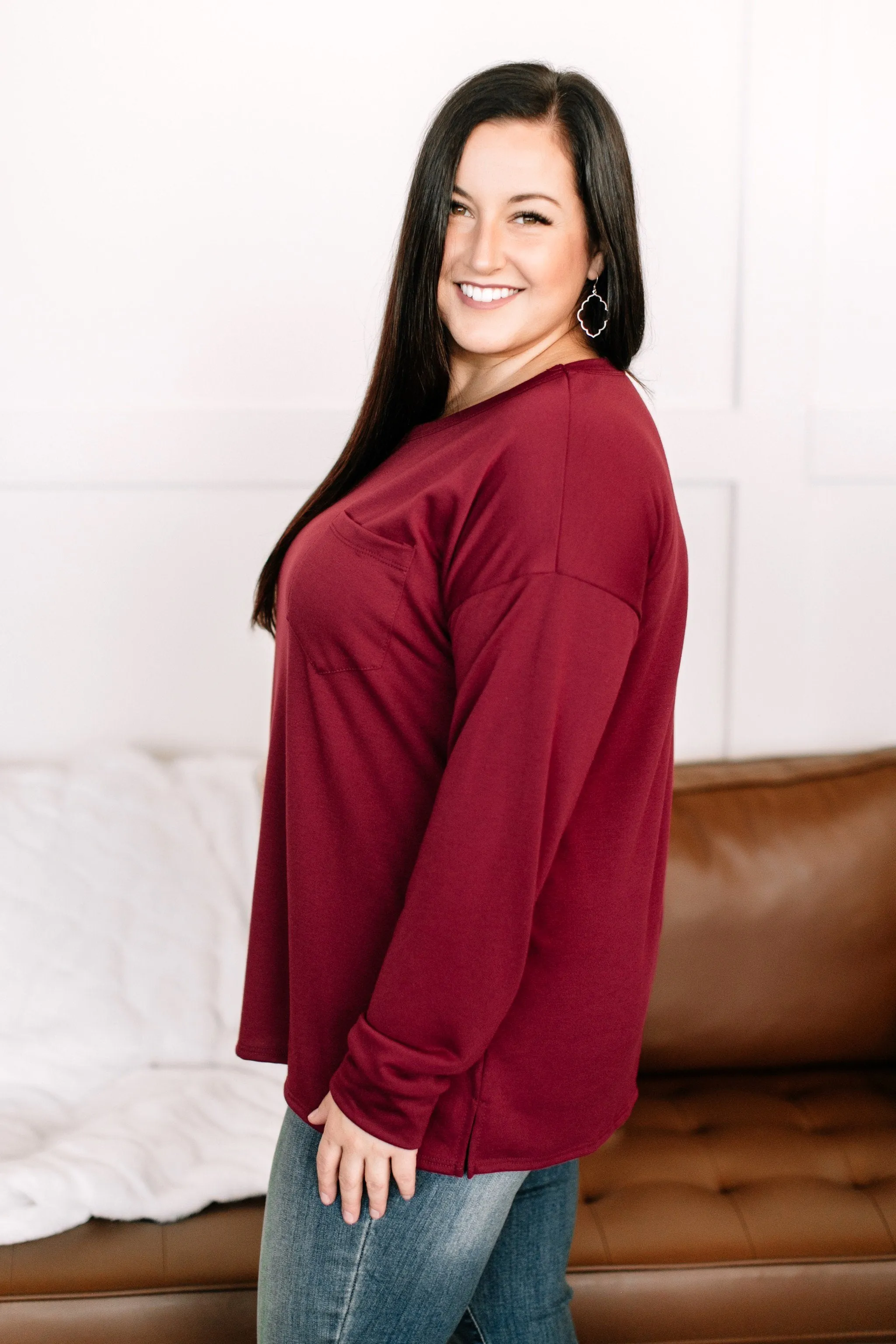 Fall Back To Me Top In Burgundy