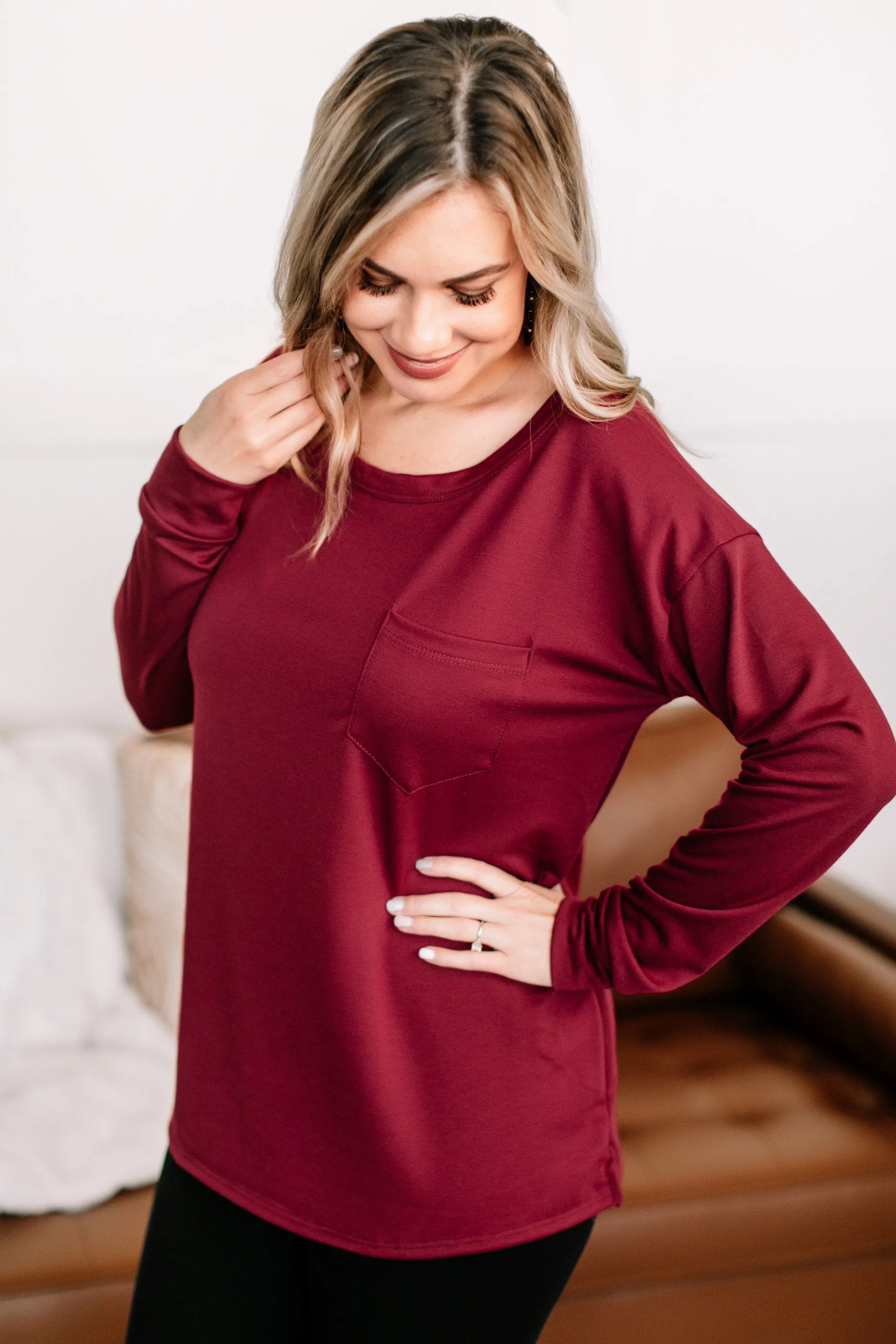 Fall Back To Me Top In Burgundy