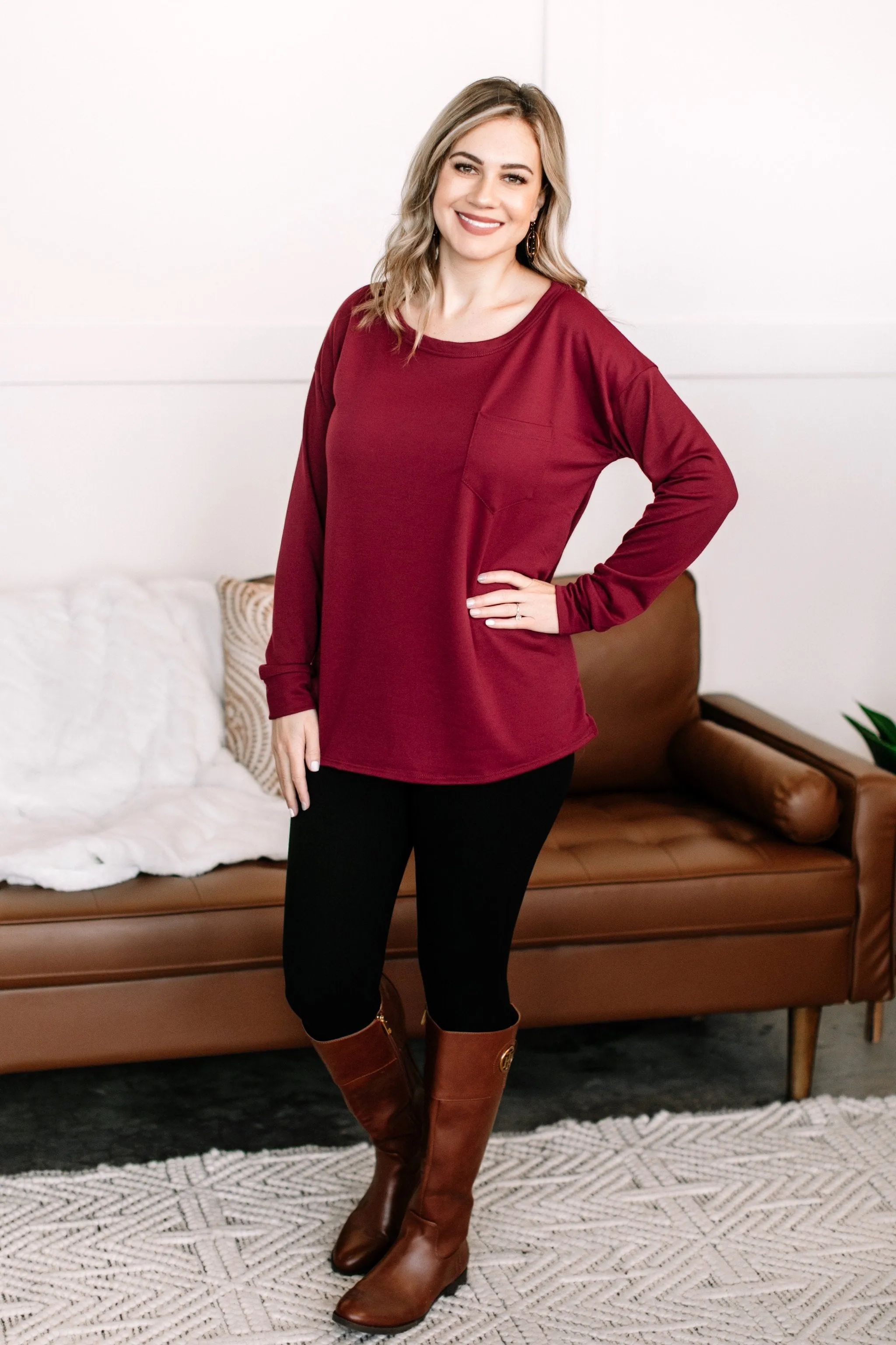 Fall Back To Me Top In Burgundy