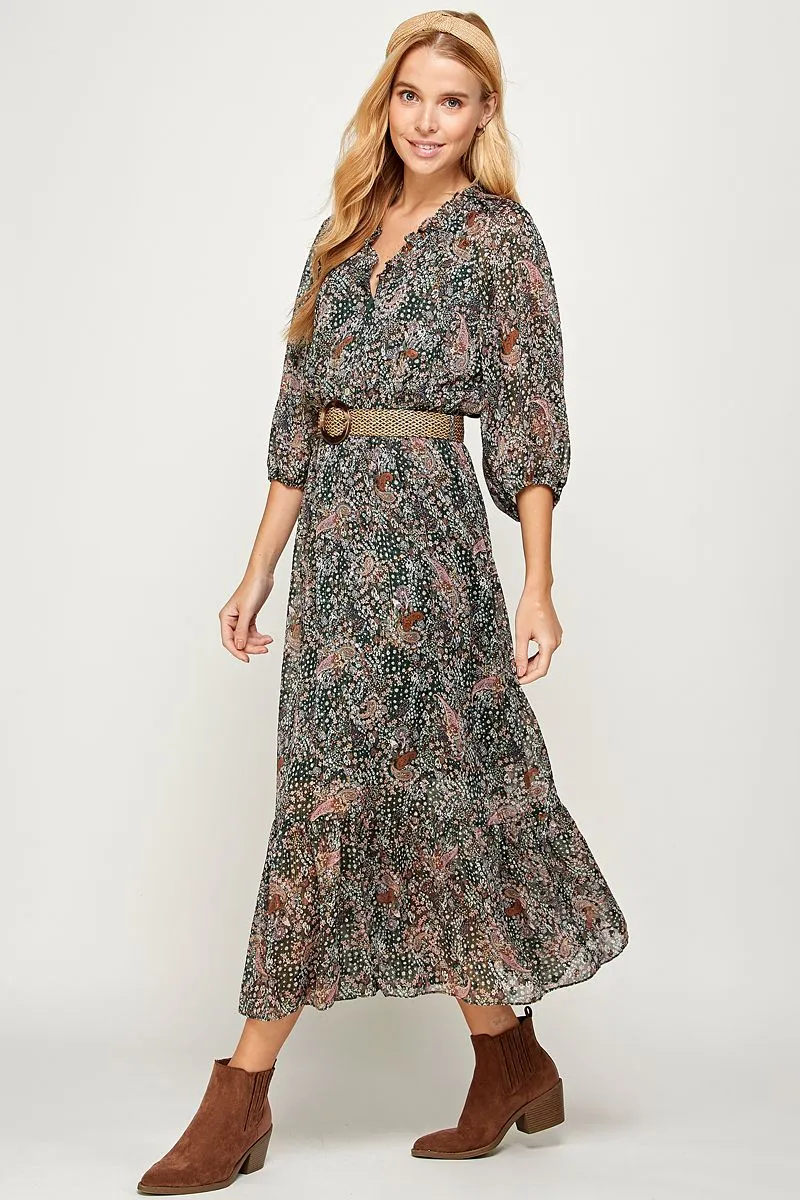 Fall For Me Paisley Floral Dress