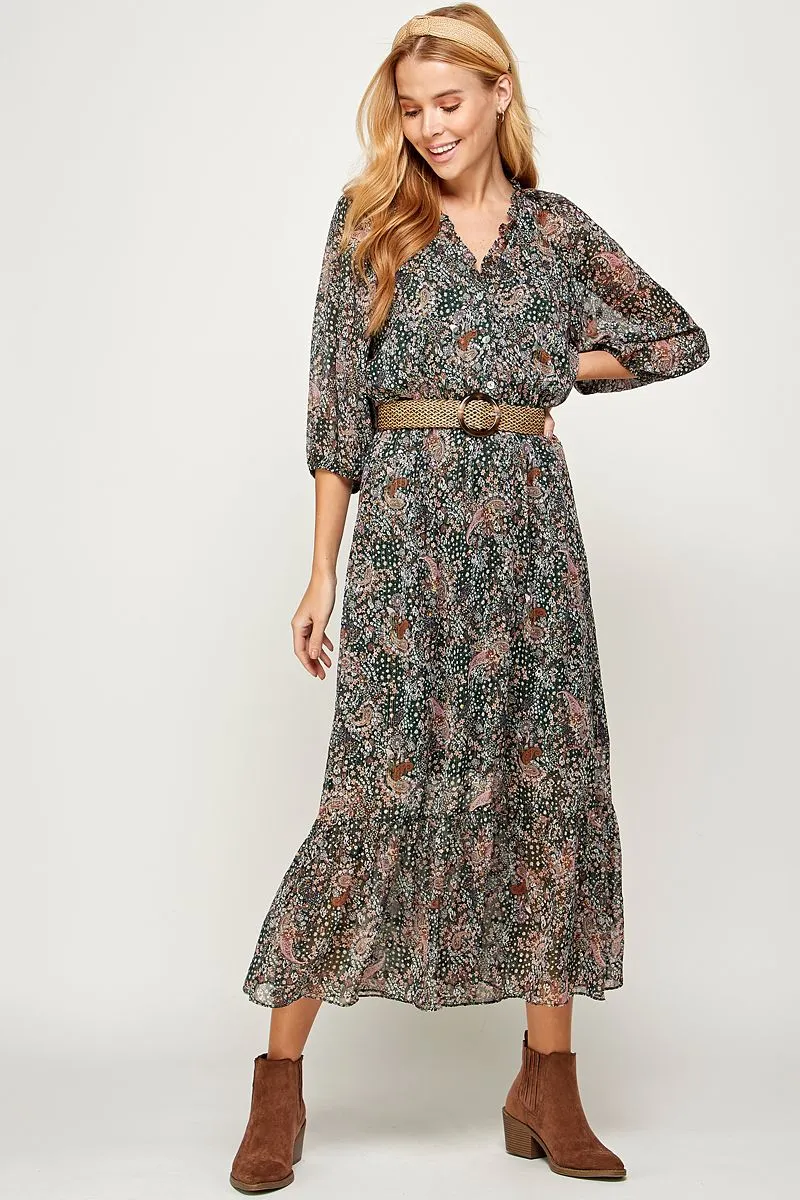 Fall For Me Paisley Floral Dress