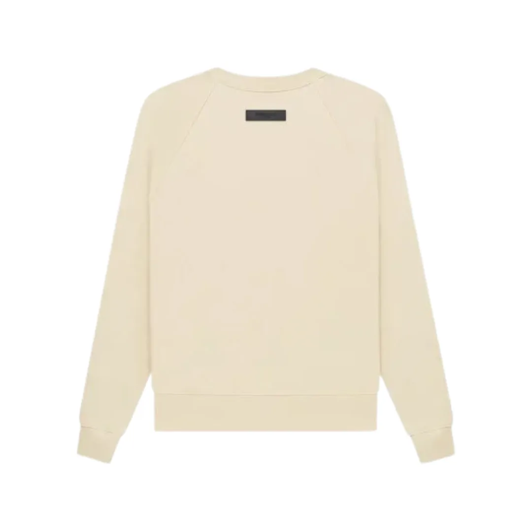 Fear of God Essentials Logo Flocked Crew Neck Sweater Eggshell