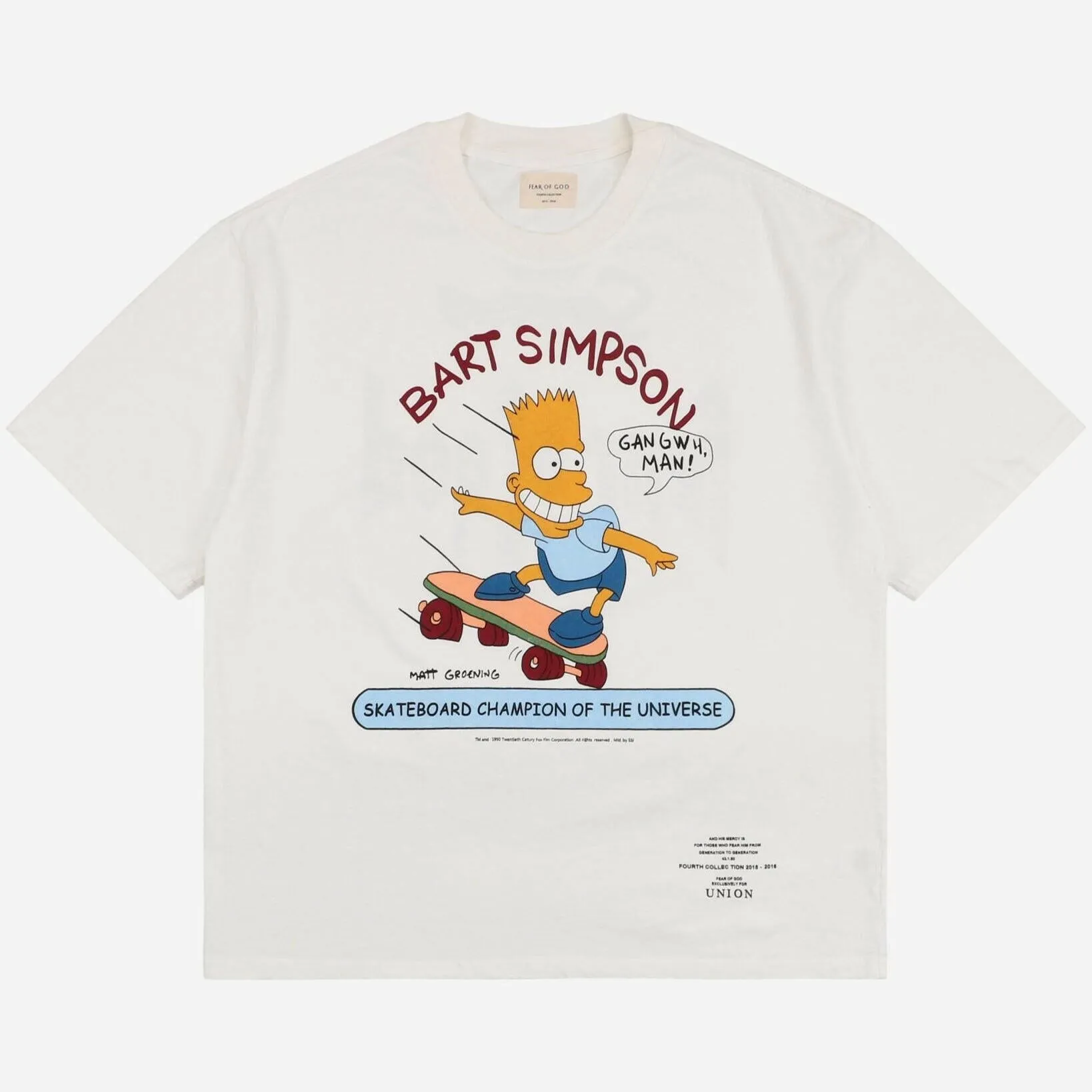 FEAR OF GOD ESSENTIALS X BART SIMPSON T-SHIRT 2019 SPRING-SUMMER APPAREL COLLECTION