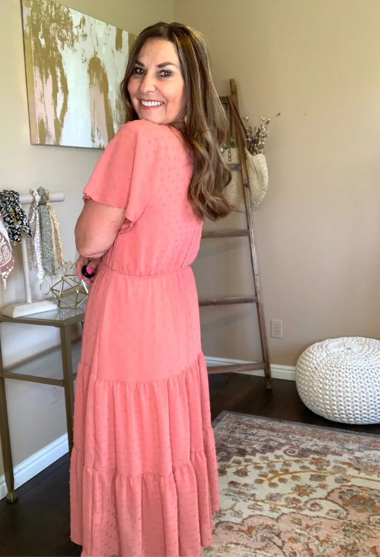 Felicity Flutter Sleeve Dress in Rose
