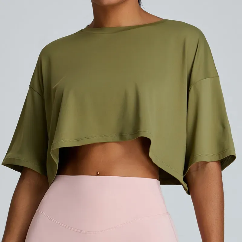 Fia Oversized Short Sleeve Asymmetrical Cropped T-Shirt