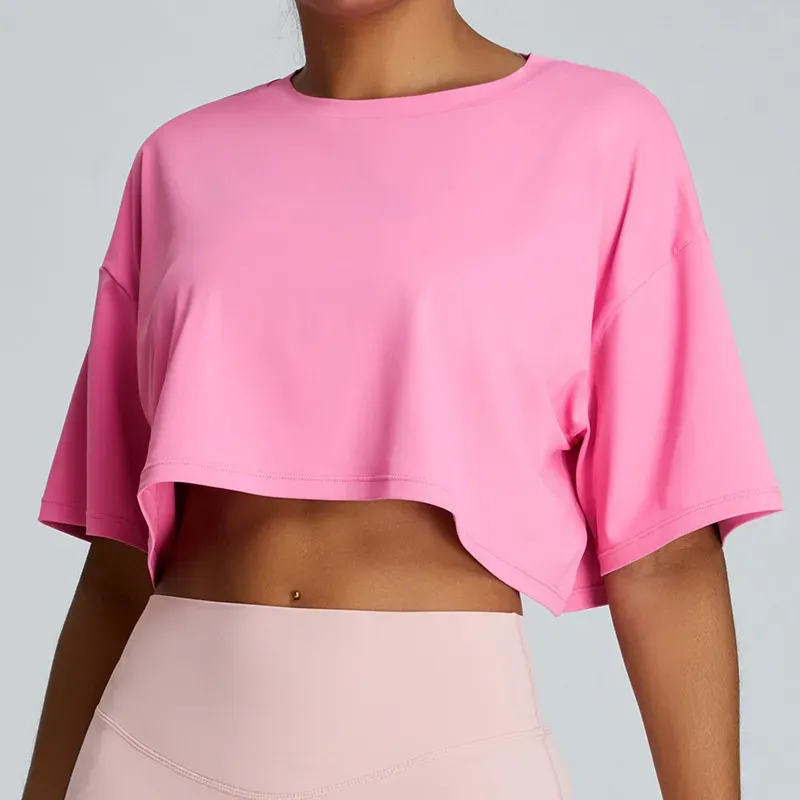 Fia Oversized Short Sleeve Asymmetrical Cropped T-Shirt
