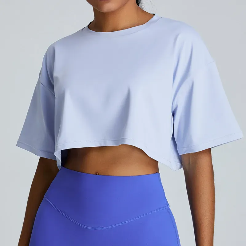 Fia Oversized Short Sleeve Asymmetrical Cropped T-Shirt