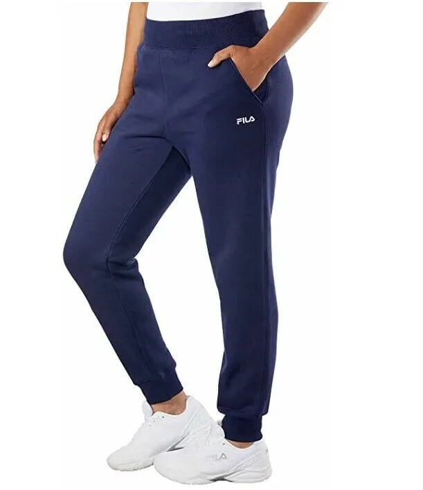 Fila White High Waisted Fleece Ankle Jogger Pant Sweatpants Women's