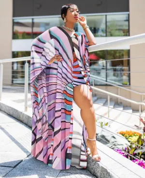 FINAL SALE! Rich BEAUTY- 2pc KIMONO TOP/SHORTS SET (CLEARANCE OUTLET! Final Sale/No Return/No Exchange!)