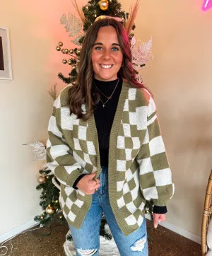 FIND THE JOY CHECKERED CARDIGAN