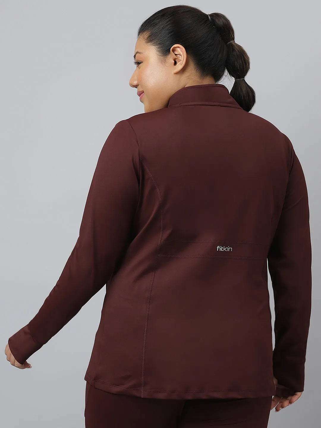 Fitkin Plus Size Roasted Brown Classic Training Jacket