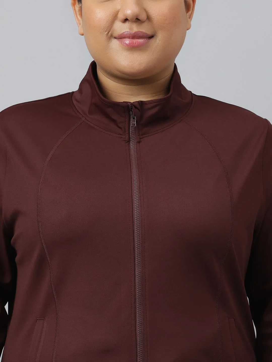Fitkin Plus Size Roasted Brown Classic Training Jacket