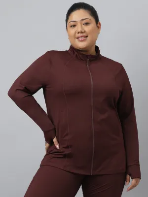 Fitkin Plus Size Roasted Brown Classic Training Jacket