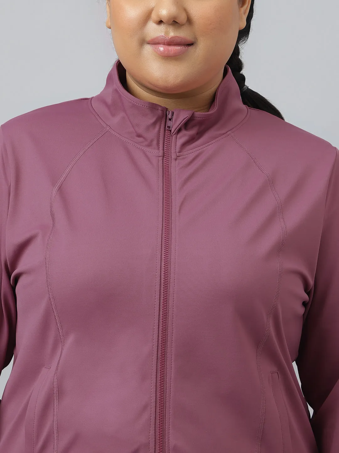 Fitkin Plus Size Roasted Mauve Classic Training Jacket