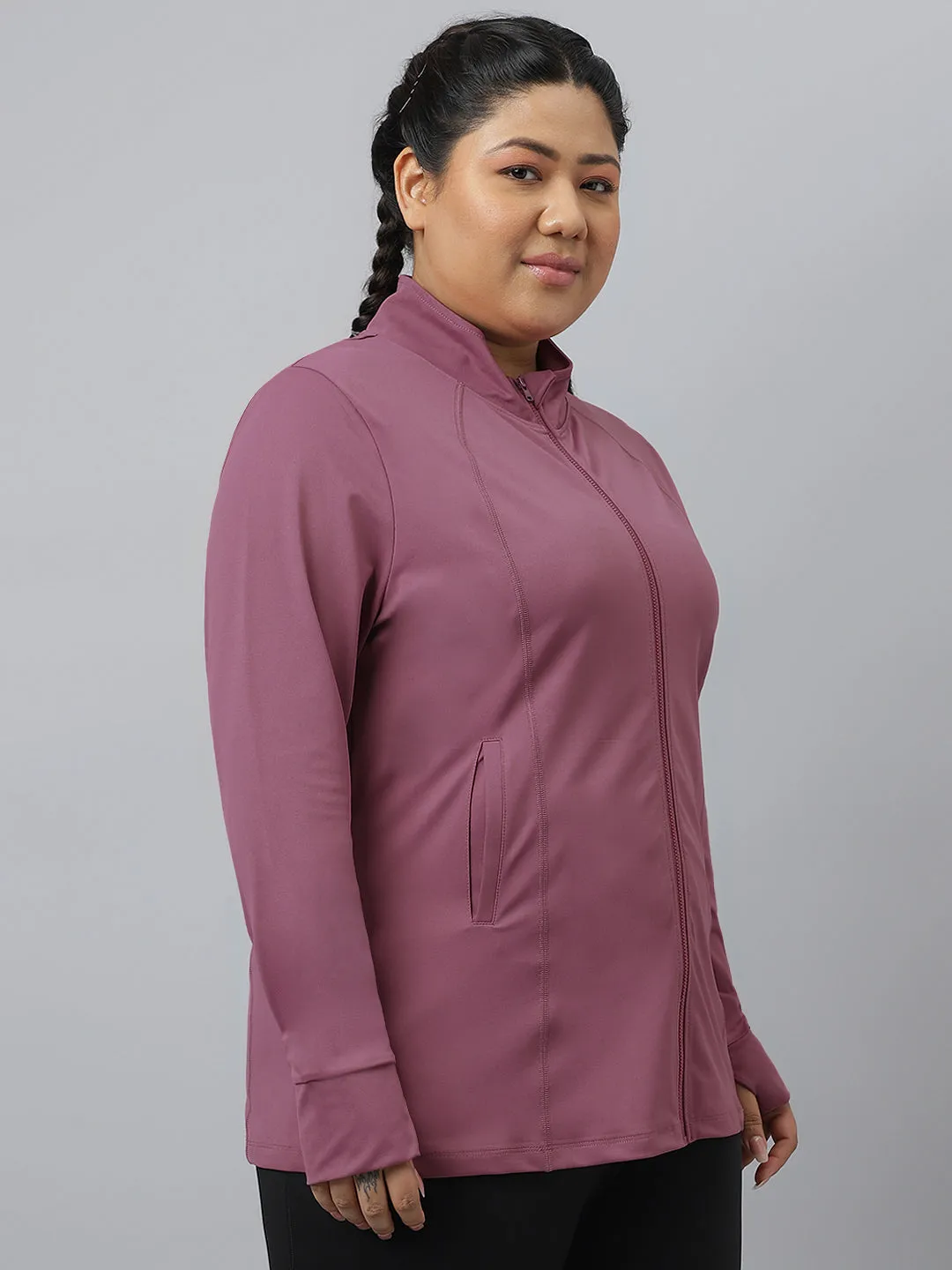 Fitkin Plus Size Roasted Mauve Classic Training Jacket