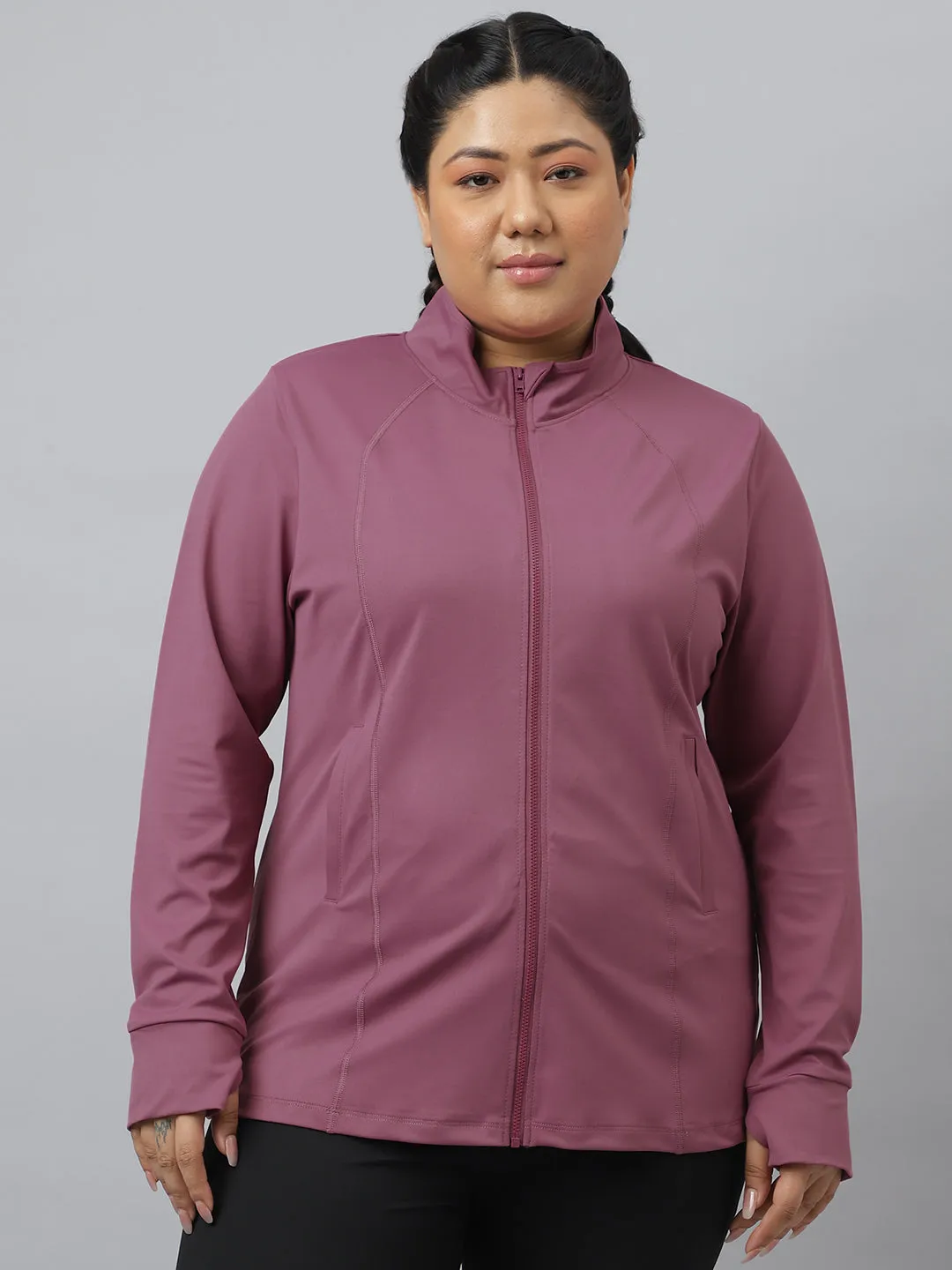 Fitkin Plus Size Roasted Mauve Classic Training Jacket
