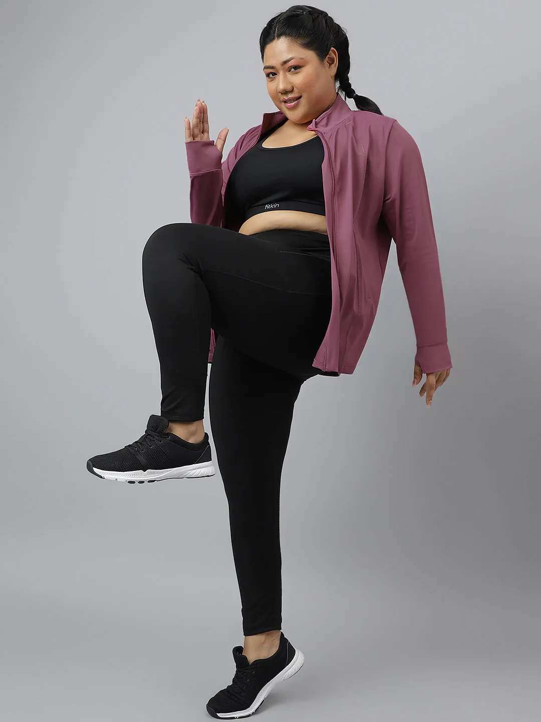 Fitkin Plus Size Roasted Mauve Classic Training Jacket