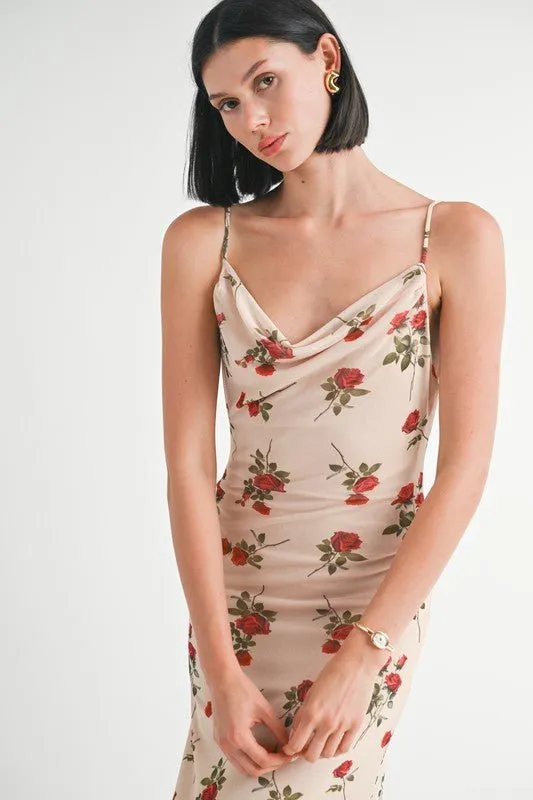 Floral Cowl Neck Maxi Dress
