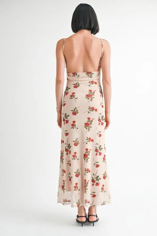 Floral Cowl Neck Maxi Dress