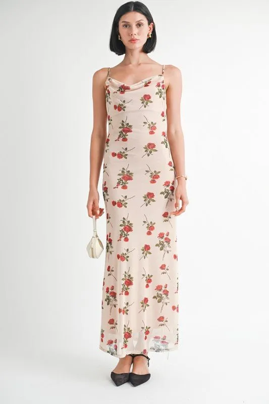 Floral Cowl Neck Maxi Dress