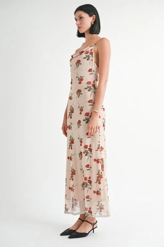 Floral Cowl Neck Maxi Dress