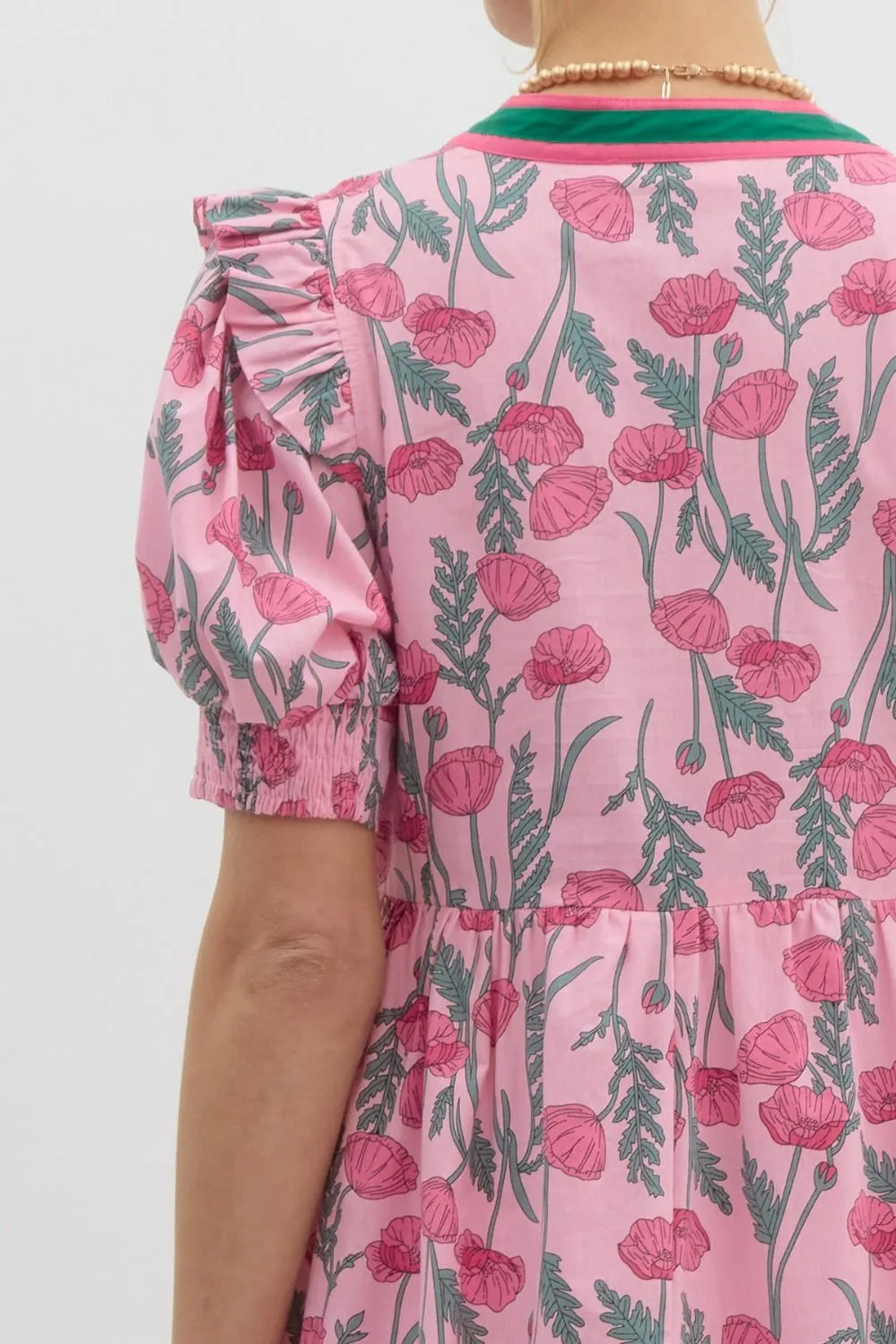 Floral Print Pullover Midi Tiered Dress