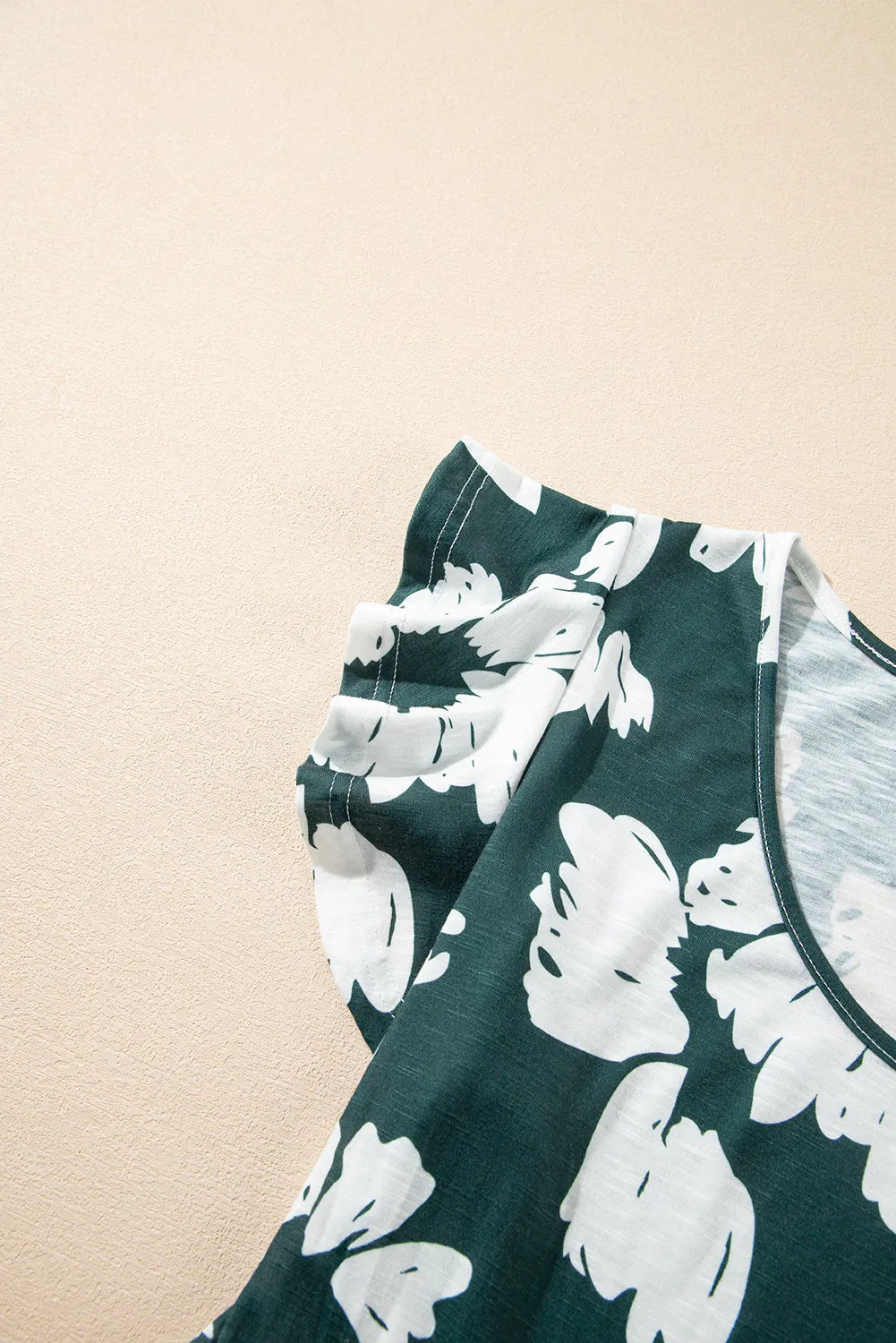Floral Print Ruffle Sleeve Empire Waist Mini Dress