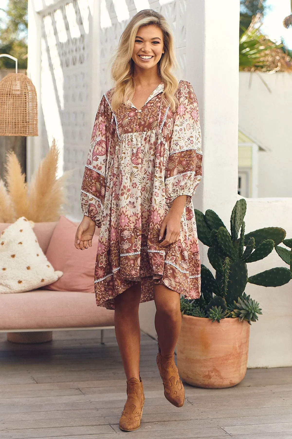 Flower Fields Print Adela Mini Dress