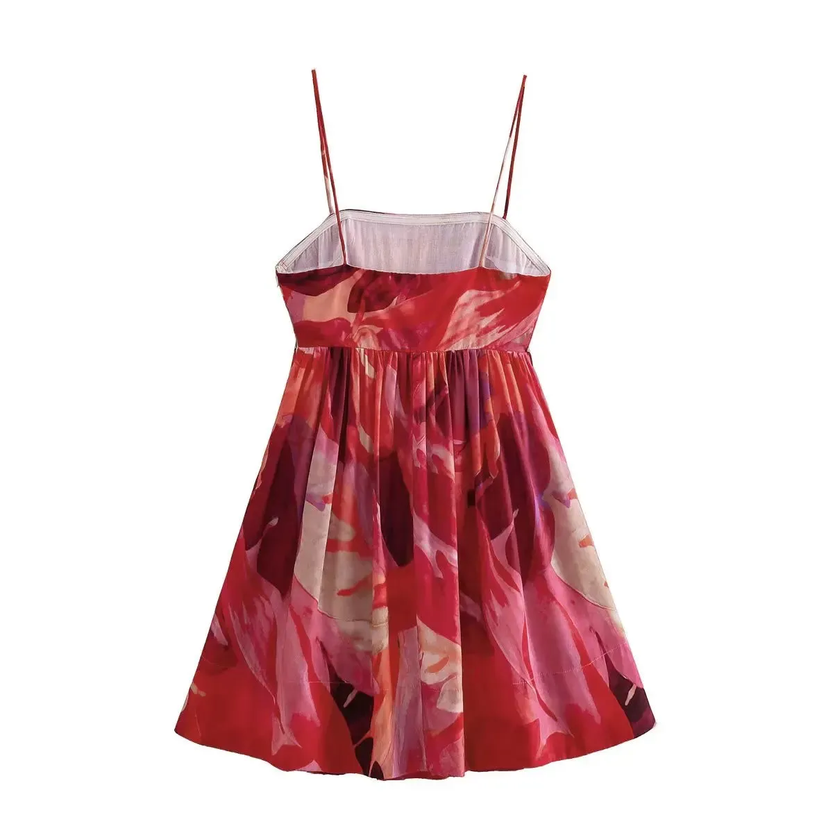 Flower Print Short Dress Slash Collar Ruched Chest Mini Sling Dress Sexy Backless Boho Summer Dress